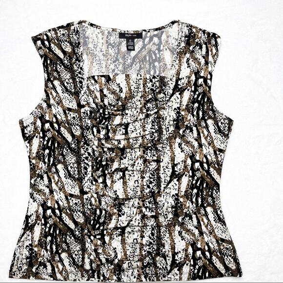 STYLE & CO Brown Neutral Snake Animal Print Tank Sleeveless Ruched Top XL - Picture 3 of 7